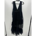 Black Tulle Tiered Maxi Dress Size L Gown Whimsigoth Dark Grunge Boho Swiss Dot Size L Photo 1