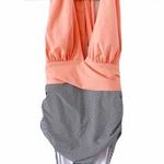 Cupshe Swimsuit Size Medium New Halter Tie Neck Gray Coral Vacay Beach Pool Trip Photo 0