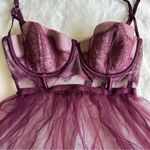 Victoria's Secret  Maroon Lace Babydoll Lingerie Top Women's Size 34C Photo 2