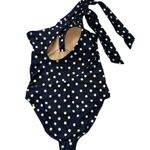 Summersalt Bow Shoulder Sidestroke One Piece Swimsuit Polkadot Navy, Sz 12 Photo 3