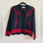 Alpaca Red & Black Cardigan Tassel Sweater By Artesanias A.T. 100% Alpaca Size M Size M Photo 0