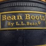 L.L.Bean  Women's Brown Navy Leather Round Toe Lace-Up Duck Rain Boots Size 7 Photo 5