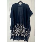 Lava Accessories Navy Floral Embroidered Lightweight Open Kimono One Size Blue Size undefined Photo 4