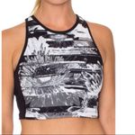 Betsey Johnson Performance Sports Bra Crop Top Black Grey Floral Stripe Size XS Photo 7