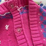 Quacker Factory Vintage Button Front Sweater Vest Novelty Mitten Knit Pink S Photo 10