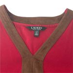 Ralph Lauren Lauren Size Small Red Suede Trim Holiday V Neck Tunic Top Photo 4