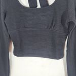 Band of Gypsies Band of the Free Black Crop Top NWT Size Small Ribbed Knit Long Sleeve Top Photo 2