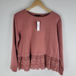J.Crew NEW Eyelet Hem Sweatshirt Long Sleeve Rusty Clay Size S Photo 1