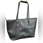 Michael Kors  Black Leather Tote with Gold Accents Photo 9