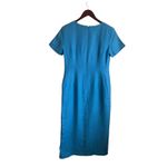 Talbots VTG Women Irish Linen Midi Dress 4 Blue Sheath Career Timeless Classic Photo 1