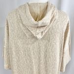 SMF New  Metallic Hooded Top Abstract Knit Short Sleeve Pullover Cream Gold Photo 8