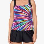 Reebok  Glasswork Bust Minimizing Soft Cup Tankini Bathing Suit Top, Size 10 NWT Photo 6