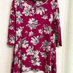 Clara Sun Woo Womens Tunic Top Berry Pink White Asymmetrical Hem Size Small Photo 0