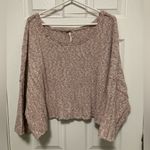Free People Good Day Pink Marbled Boxy Fit Oversized Cropped Sweater Photo 1