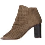 Francescas Peep Toe Booties Womens 8.5 Tan Faux Suede Perforated Block Heel Boho Photo 2