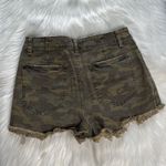 Free People Green Camo Denim Santa Cruz Shorts Photo 6
