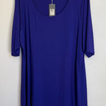 Eileen Fisher NWT  Plus Scoop Neck Elbow Sleeve Tunic Top in Blue Violet 2X Photo 0