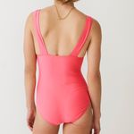 J.Crew NWT Pink Ruched V Neck One Piece Swimsuit Beach Barbie Classic Size 18 Photo 6