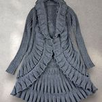 Y2K Ruffled Duster Cardigan Whimsigoth Woodland Fairy Witchy Goth Boho Sz S/M Gray Photo 0