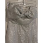 TCEC Silver Strapless Dress Party Cocktail Bow Detail Ruffle Hem L Photo 2