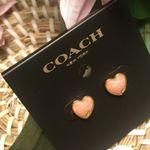 Coach Heart Enamel Stud Earrings NWT Photo 2