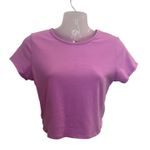 destined Short Sleeve Casual Summer Crew Neck Strappy Cropped Top Pink Medium Photo 0