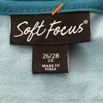 Soft Focus Shirt Dress Midi Floral Print Lace Long Sleeve 2X 26/28 Teal Black Blue Photo 2