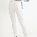Madewell 9 Mid Rise Skinny Jeans in White Stepped with Button Fly, Size 28 Photo 0