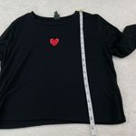Wild Fable  Crop Top T Shirt Womens XL Black Heart Fitted Stretch Casual Y2K Cute Photo 6