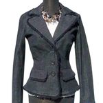 Cache Black Denim Top Jacket Eyelash Trim Stretch Front Button New $168 NWT Photo 4