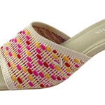 Vivaia Juliet Pink Crochet Knit Square Toe Block Heel Comfort Slides Sandals 8 Photo 0