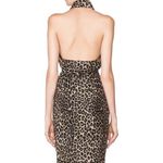 Tamara Mellon Silk‎ Blend Button Front Backless Halter Dress Leopard Print Black Size 8 Photo 1
