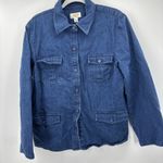 Talbots Chore Utility Blue Jean Denim Jacket Womens XL Vintage Pockets 90's Photo 2
