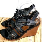 Kenneth Cole Reaction Woven Black Leather Strappy Wedge Sandal Women's 6.5 Photo 1