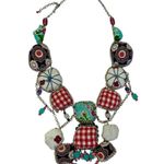 VINTAGE Handmade Italian Beaded Cloth Pillow Embellished Necklace STUNNING Photo 5