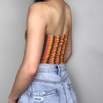 Mighty fine Green, Pink, & Yellow/Orange Striped “Malibu” Cropped Strapless Tube-Top Photo 4