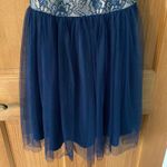 Forever 21 Lace Tulle Size Small Navy Blue Prom or Homecoming Dress Photo 2