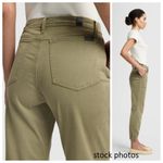 7 For All Mankind Darted Boyfriend Jogger Size 29 Sateen Army Green NWT Photo 2