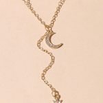 Boutique Moon & Star Rhinestone Lariat Necklace  Photo 2