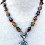 Carolyn Pollack Southwestern Silver Pendant Inlay Tigers Eye Turquoise Necklace Photo 0