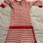 Victoria's Secret Victoria’s Secret Pink & Red Striped One Piece Romper Sleepwear Pajamas Photo 4