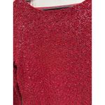 Jennifer Lopez  Red Sequin Sparkle Textured Long Sleeve V Neck Top Shirt Womens L Photo 1