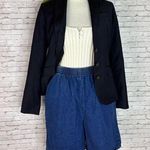 Vintage CHIC Pull On Elastic Waist Denim Shorts Bermuda Jorts Blue Size M Photo 0