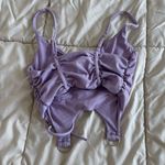Hot & Delicious Lavender Lace-Up Crop Top Photo 2