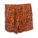 J.Jill  Floral Paisley Print Boho Shorts Orange Womens Medium Tassel Drawstring Photo 8