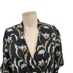 Acler Zammit Mini Dress‎ Long Sleeve Floral Printed Draped Navy Blue Size US 6 Photo 4
