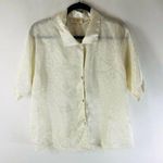 Victoria's Secret  Pajama Top Vintage Gold Label Satin Floral Button Front Ivory S Photo 0