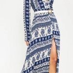 Boohoo Blue Paisley Print Button Front Maxi Dress Photo 0