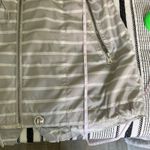 Merona Striped Water Resistant Hooded Rain Jacket Small Beige White Clean Girl Photo 5