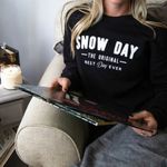 Nordstrom FR & Company Snow Day Sweatshirt Best Day Ever Fuzzy Lined Fleece Sweater Warm Photo 0